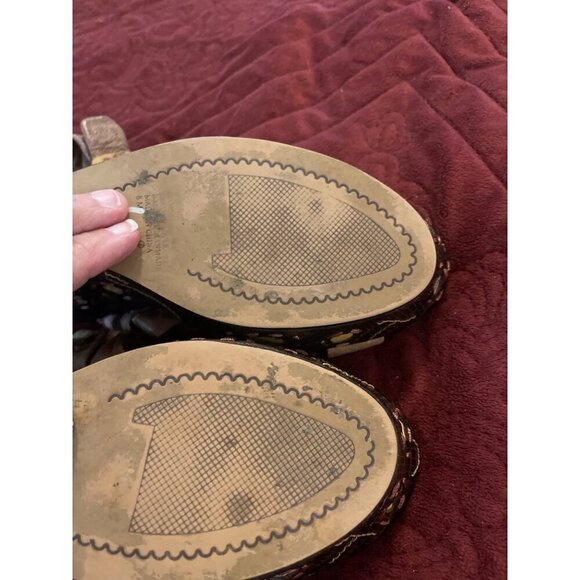 Retro Kenzie women’s 8M CUTOUT Swedge, sandals, leather floral wedge platform - Picture 7 of 10